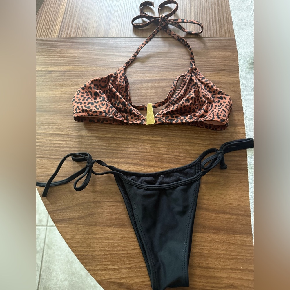 Victoria's Secret Leopard Print & Black One-Piece Swimsuit